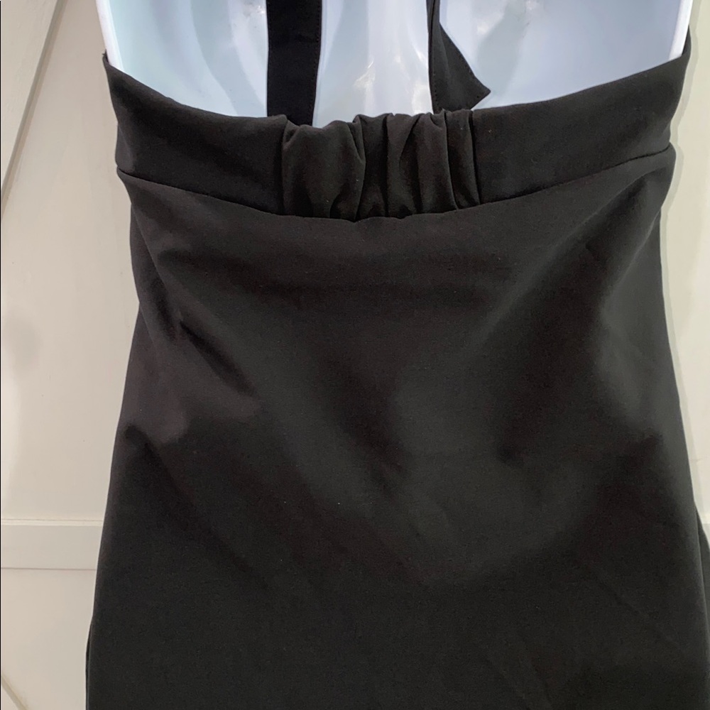 Zara Basic Collection Black Halter Mini Dress with Bow Detail Size Medium - Picture 4 of 9